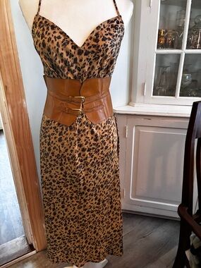 Leopard Print Slip Dress - Brown & Black 16/18